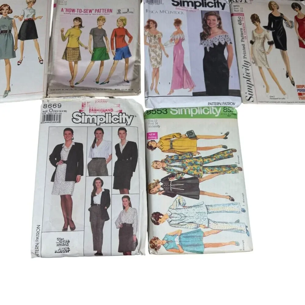 Lot of 10 Simplicity Women's Evening Sewing Patterns 1970s-80s Vintage